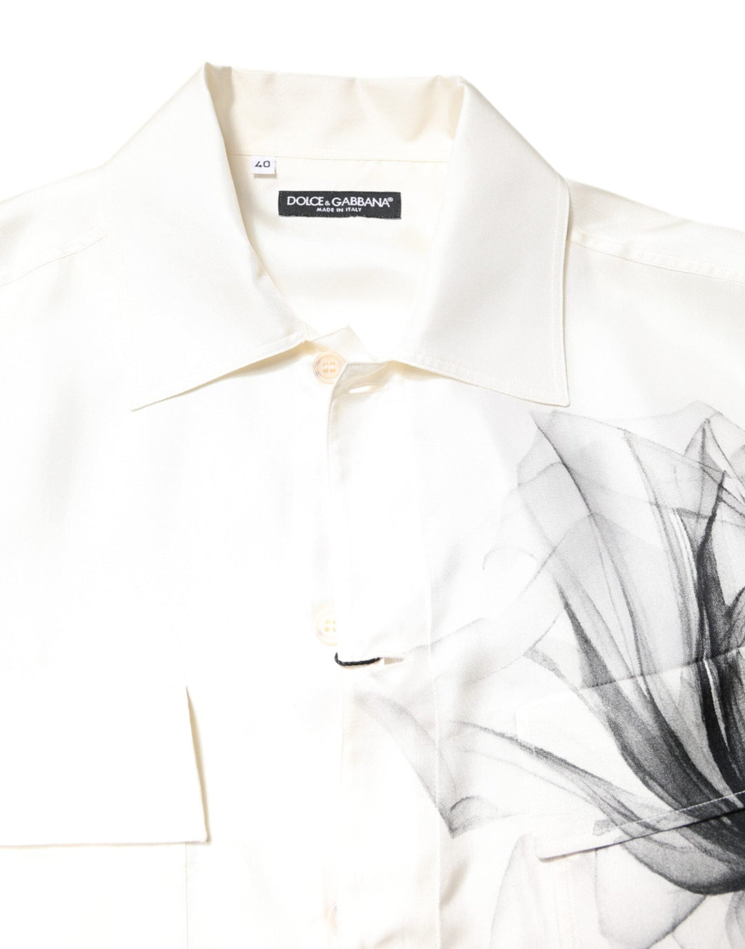 Dolce &amp; Gabbana Ivory Silk Long Sleeves Men Casual Shirt