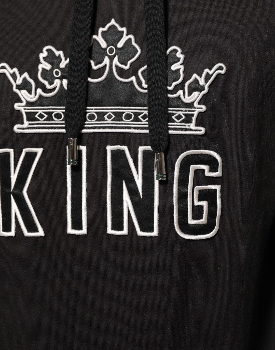 Men’s Dolce &amp; Gabbana King Black Orchid Floral Crown Logo Hoodie Sweater