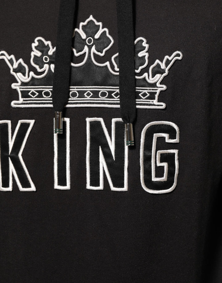 Men’s Dolce &amp; Gabbana King Black Orchid Floral Crown Logo Hoodie Sweater