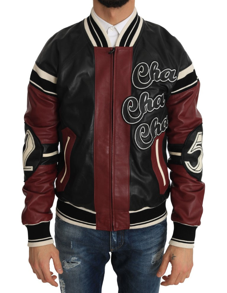 Men’s Dolce & Gabbana Leather Club Lounge Black Red Jacket