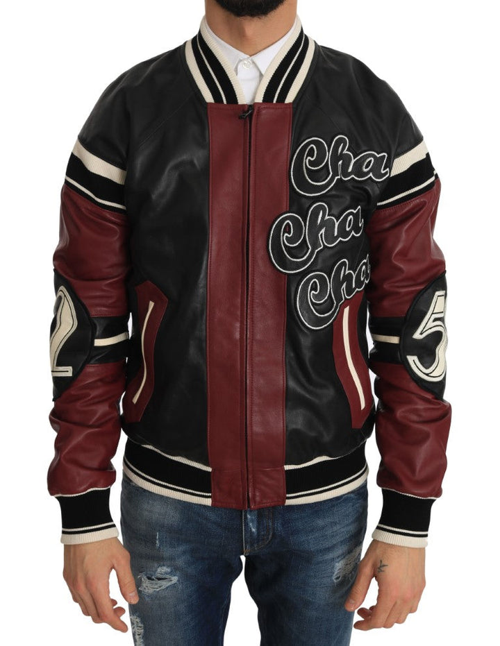 Men’s Dolce &amp; Gabbana Leather Club Lounge Black Red Jacket