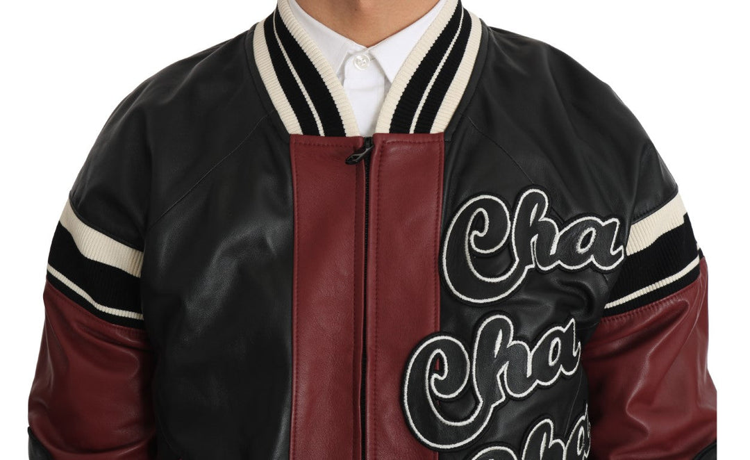 Men’s Dolce & Gabbana Leather Club Lounge Black Red Jacket