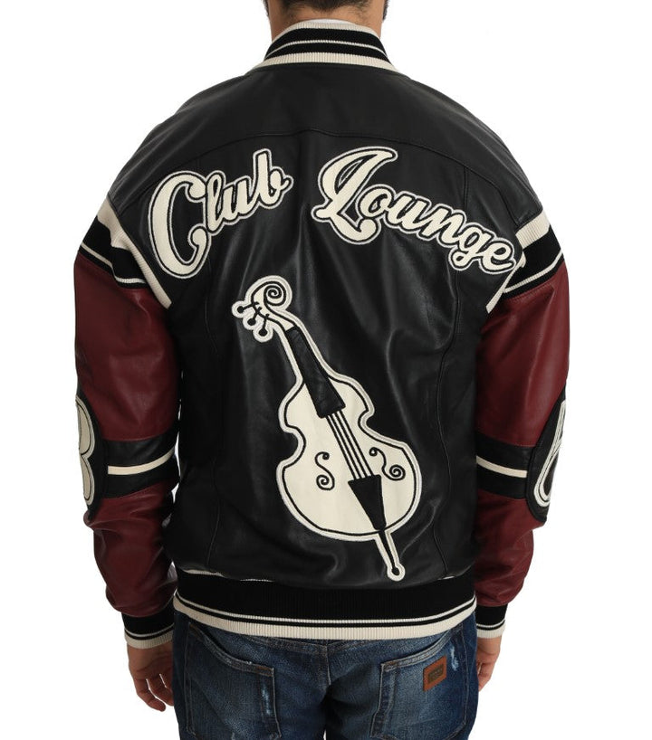Men’s Dolce &amp; Gabbana Leather Club Lounge Black Red Jacket