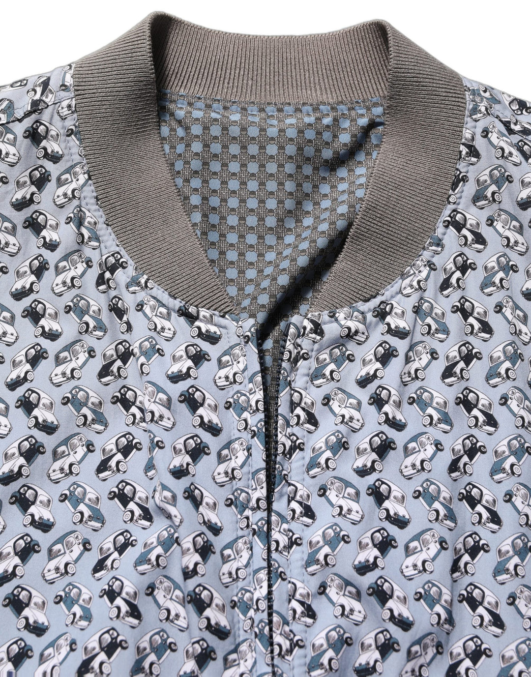 Men’s Dolce &amp; Gabbana Light Blue Cotton Car Print Bomber Jacket