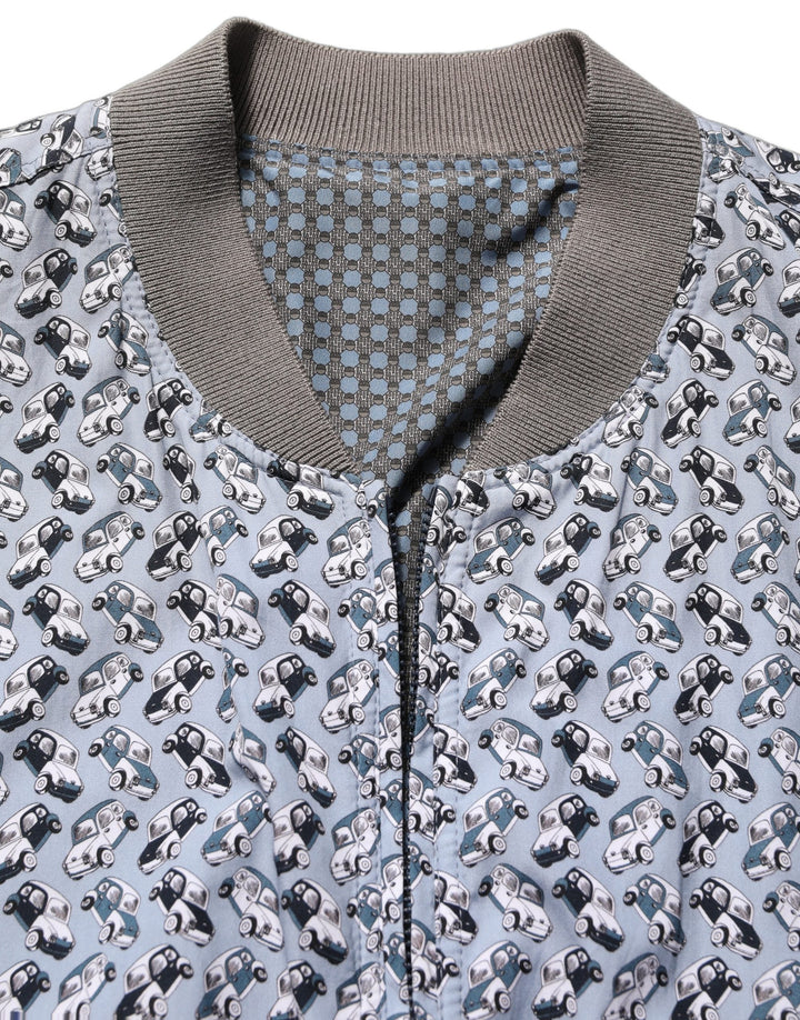 Men’s Dolce &amp; Gabbana Light Blue Cotton Car Print Bomber Jacket