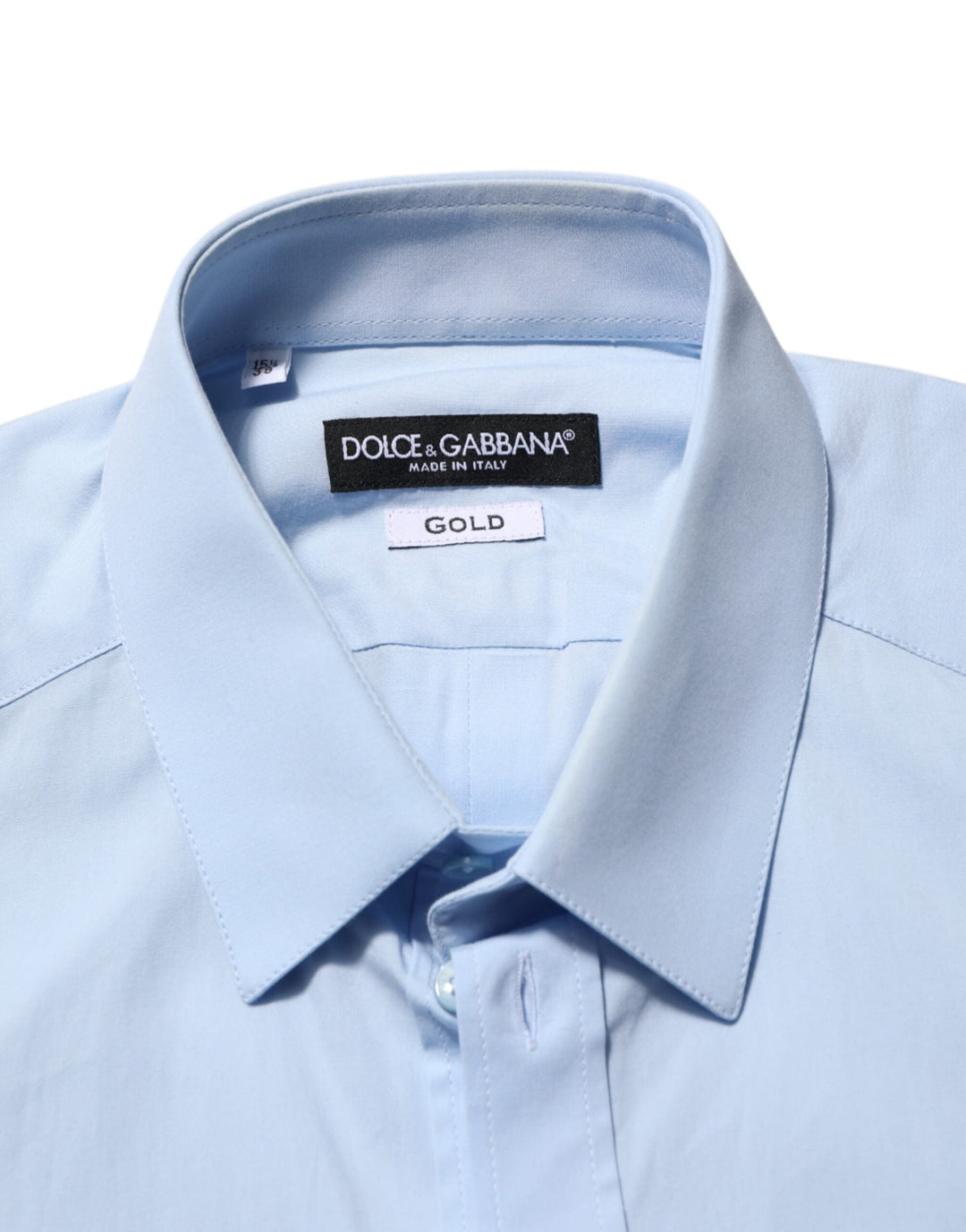 Men’s Dolce &amp; Gabbana Light Blue Cotton Gold Formal Men Dress Shirt