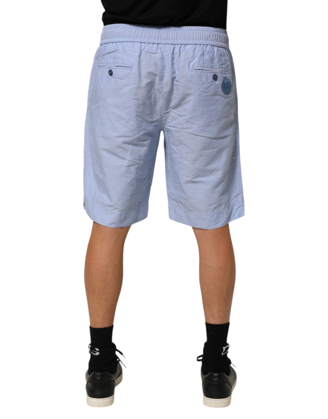 Men’s Dolce &amp; Gabbana Light Blue Linen Mid Waist Men Bermuda Shorts