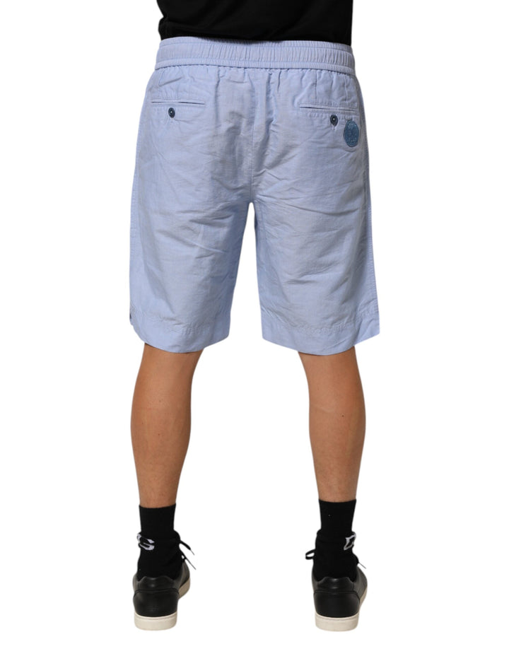 Men’s Dolce &amp; Gabbana Light Blue Linen Mid Waist Men Bermuda Shorts