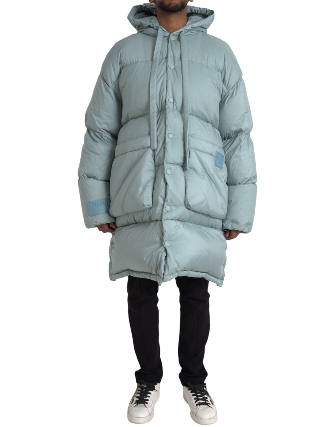 Men’s Dolce & Gabbana Light Blue Quilted Hooded Puffer Jacket Men