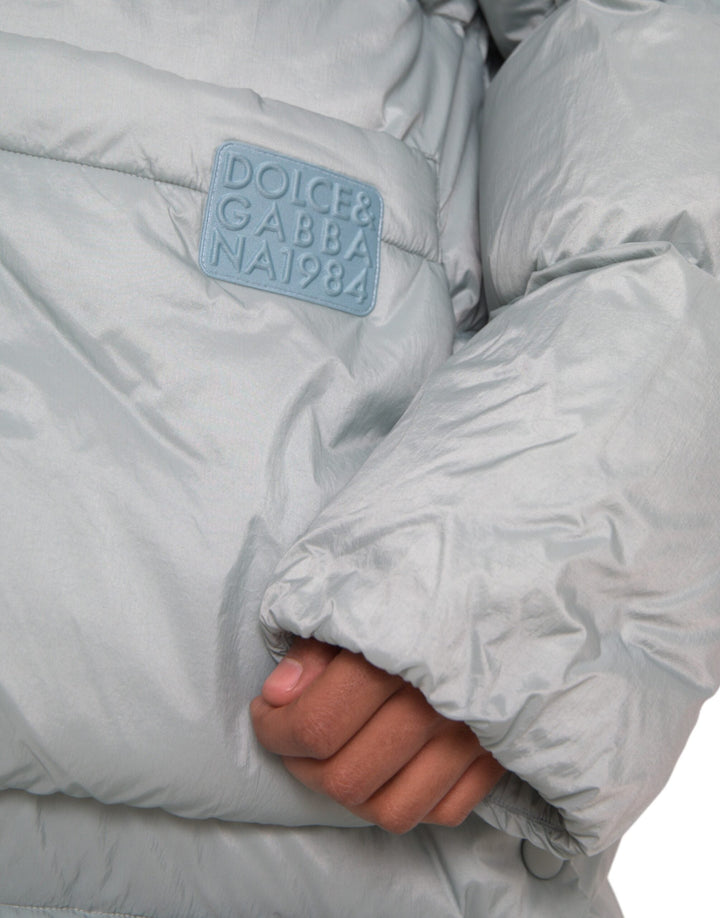 Men’s Dolce &amp; Gabbana Light Blue Quilted Hooded Puffer Jacket Men