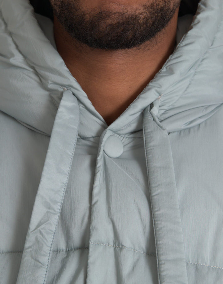 Men’s Dolce &amp; Gabbana Light Blue Quilted Hooded Puffer Jacket Men