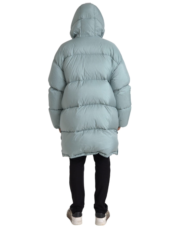 Men’s Dolce &amp; Gabbana Light Blue Quilted Hooded Puffer Jacket Men