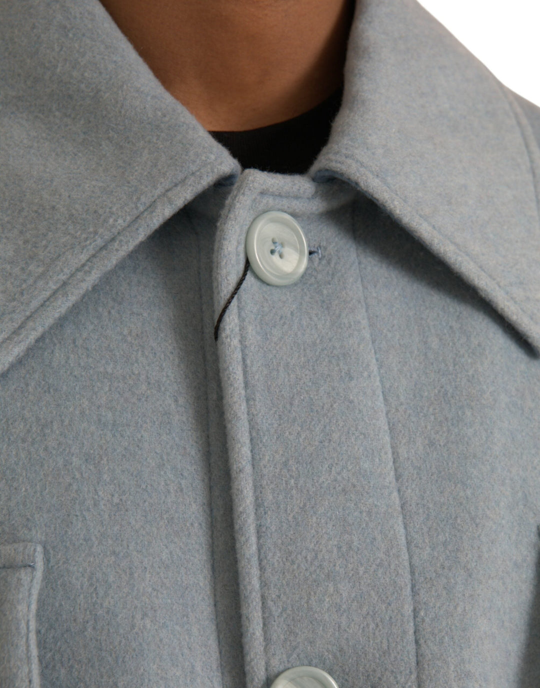 Men’s Dolce &amp; Gabbana Light Blue Wool Button Trench Coat Jacket