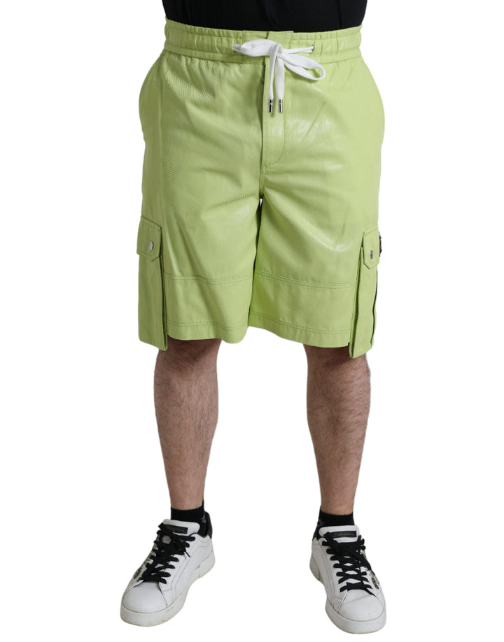 Men’s Dolce &amp; Gabbana Light Green Cotton Men Cargo Bermuda Shorts