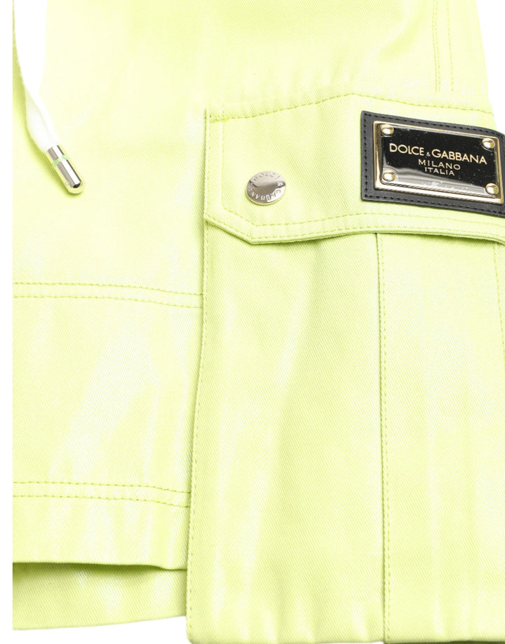 Men’s Dolce &amp; Gabbana Light Green Cotton Men Cargo Bermuda Shorts