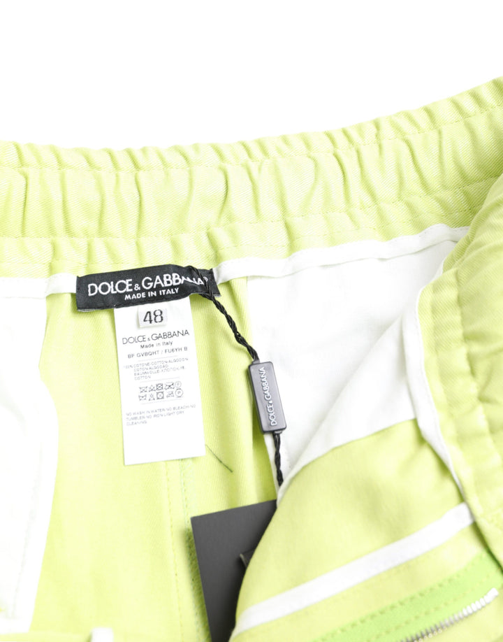 Men’s Dolce &amp; Gabbana Light Green Cotton Men Cargo Bermuda Shorts