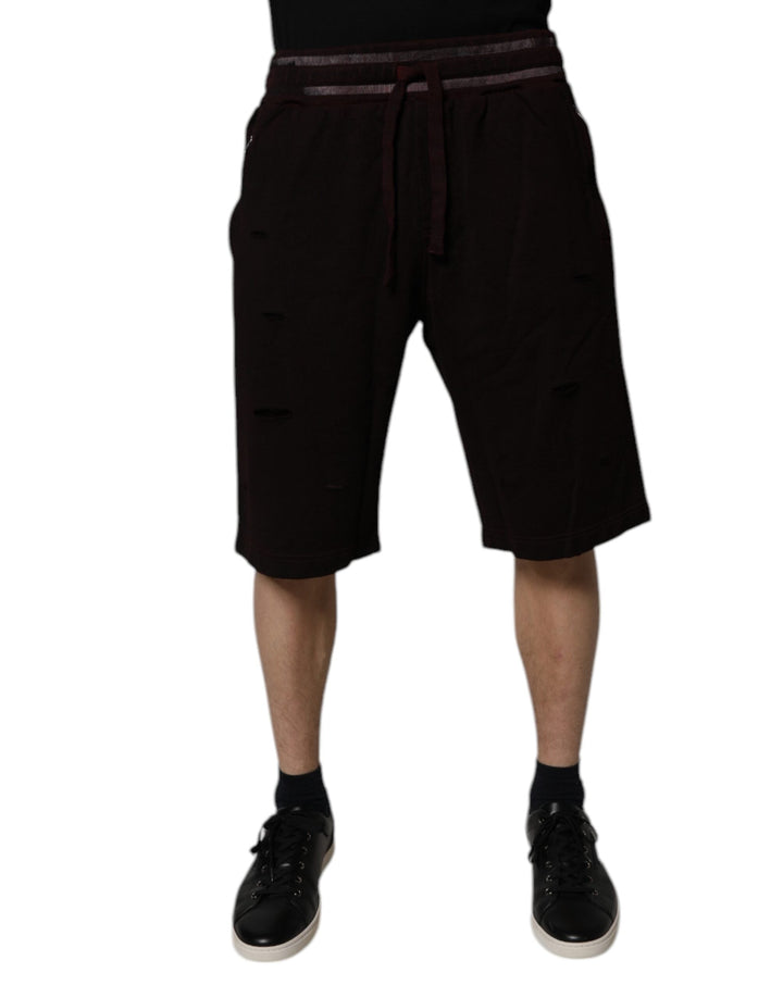 Men’s Dolce &amp; Gabbana Maroon Cotton Logo Plaque Men Bermuda Shorts