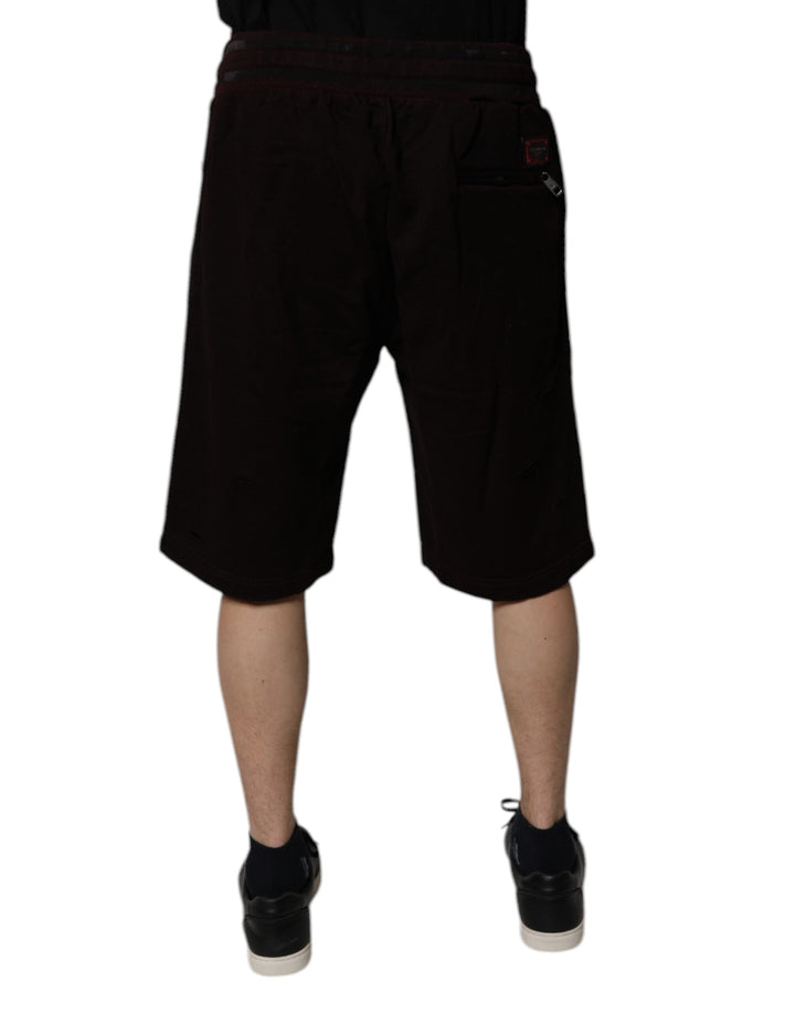 Men’s Dolce &amp; Gabbana Maroon Cotton Logo Plaque Men Bermuda Shorts
