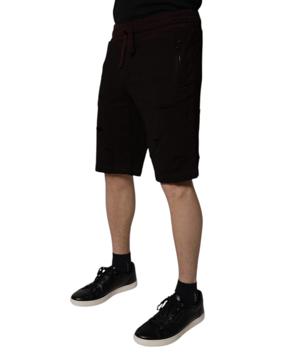 Men’s Dolce &amp; Gabbana Maroon Cotton Sweatshorts Men Bermuda Shorts