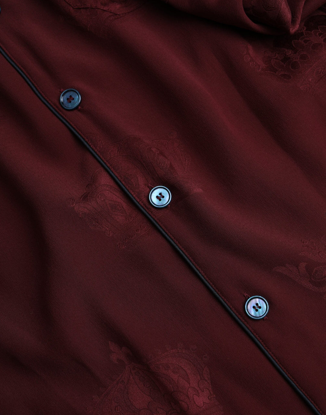 Men’s Dolce &amp; Gabbana Maroon Crown Jacquard Silk Long Sleeve Shirt