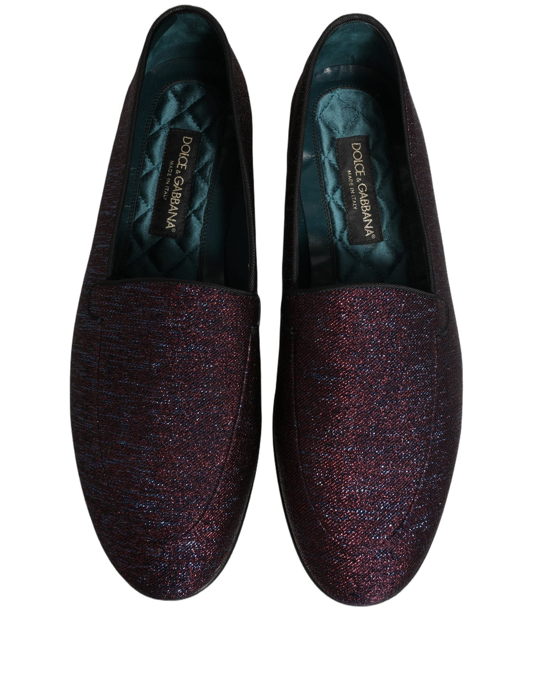 Men’s Dolce &amp; Gabbana Maroon Glitter Lurex Logo Dress Loafers Shoes