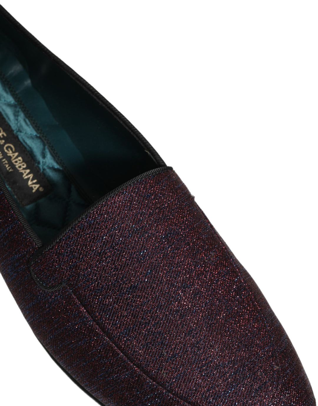 Men’s Dolce & Gabbana Maroon Glitter Lurex Logo Dress Loafers Shoes