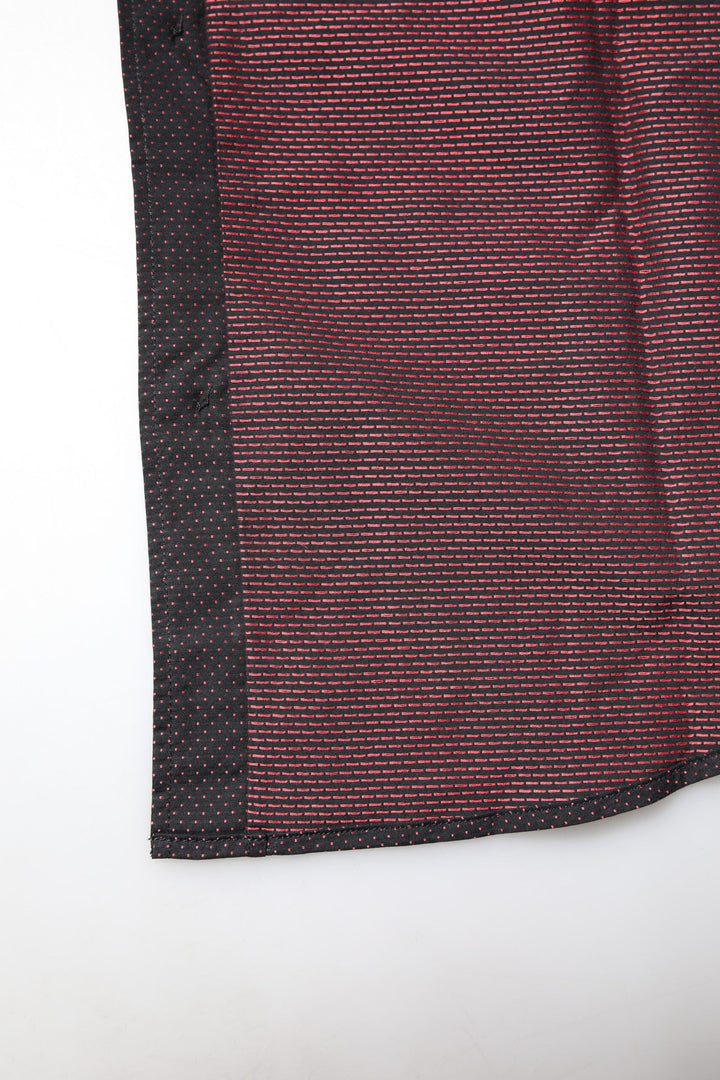 Dolce &amp; Gabbana Maroon Jacquard Cotton Gold Men Dress Shirt