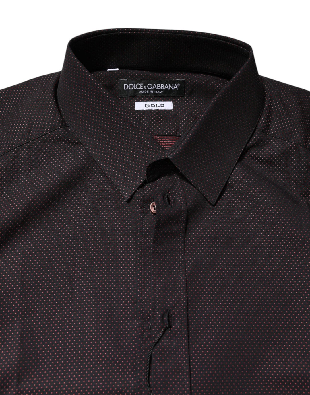 Dolce &amp; Gabbana Maroon Jacquard Cotton Gold Men Dress Shirt