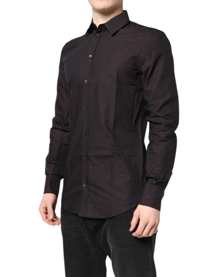 Men’s Dolce &amp; Gabbana Maroon Jacquard Cotton Gold Men Dress Shirt