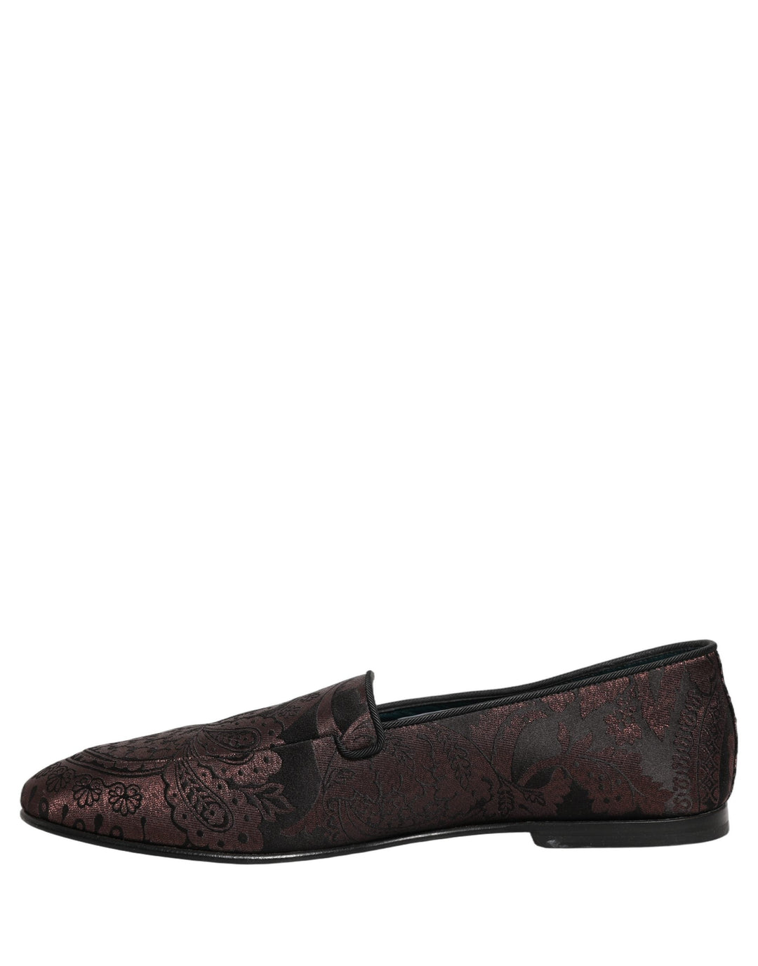 Men’s Dolce &amp; Gabbana Maroon Jacquard Leather Slip on Loafers Shoes