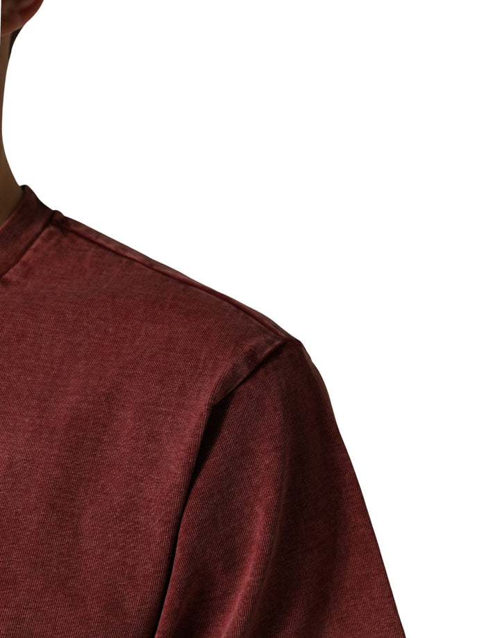 Dolce &amp; Gabbana Maroon Print Round Neck Short Sleeve T-shirt