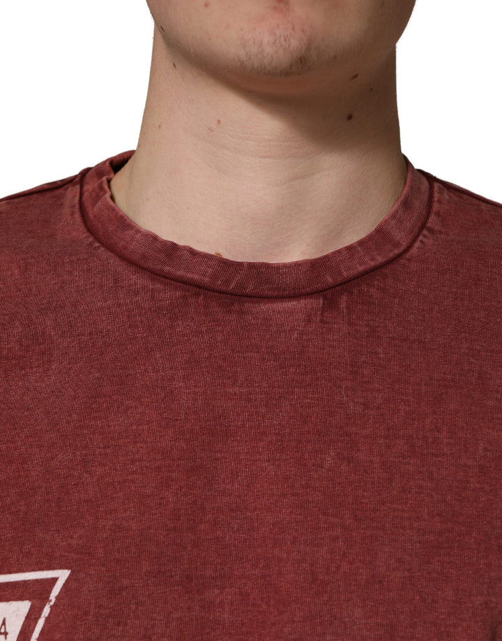 Dolce &amp; Gabbana Maroon Print Round Neck Short Sleeve T-shirt