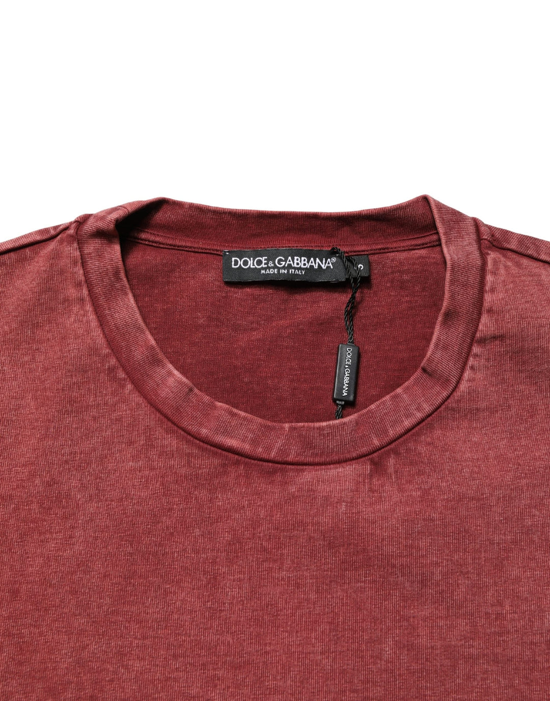 Dolce &amp; Gabbana Maroon Print Round Neck Short Sleeve T-shirt