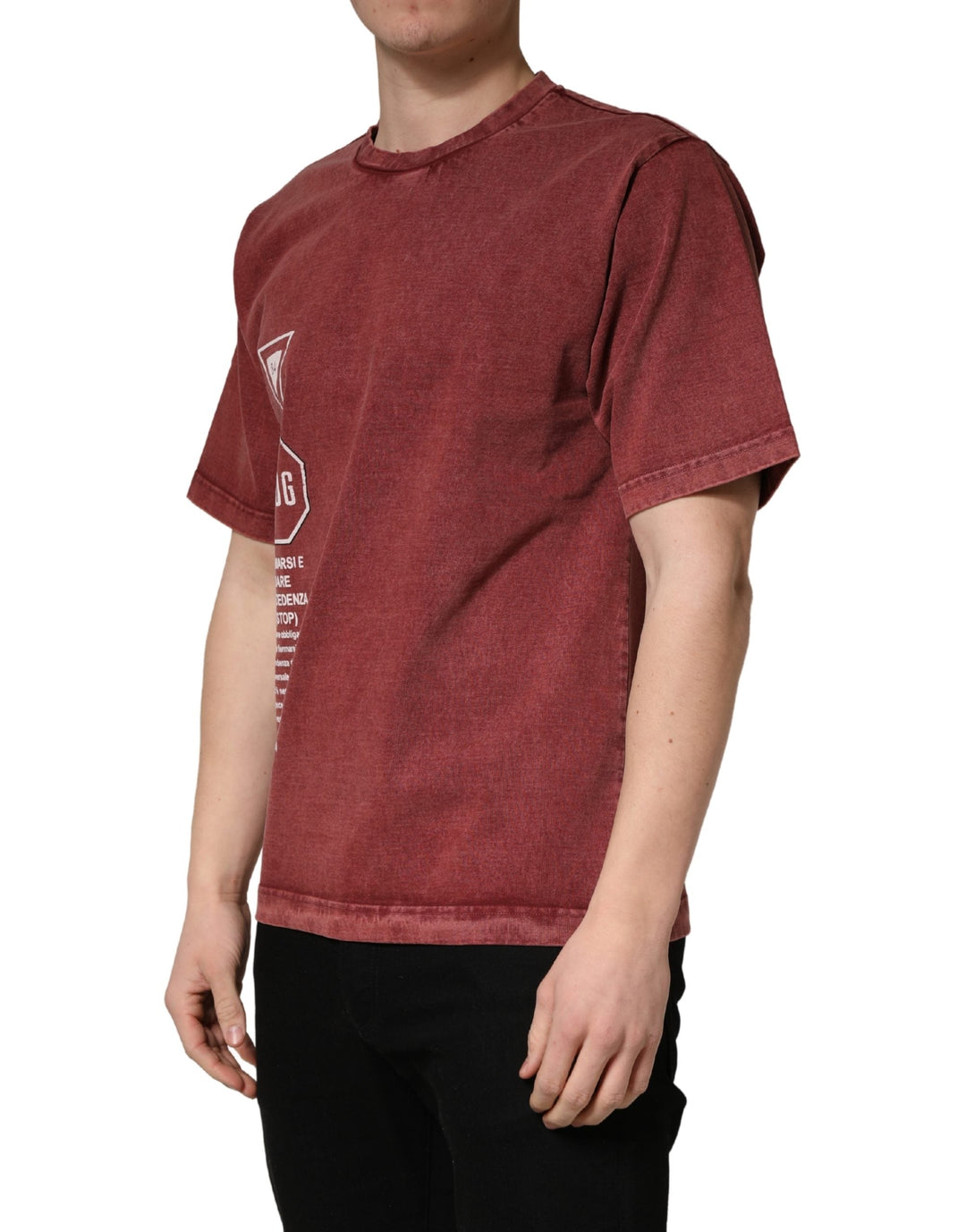 Dolce &amp; Gabbana Maroon Print Round Neck Short Sleeve T-shirt
