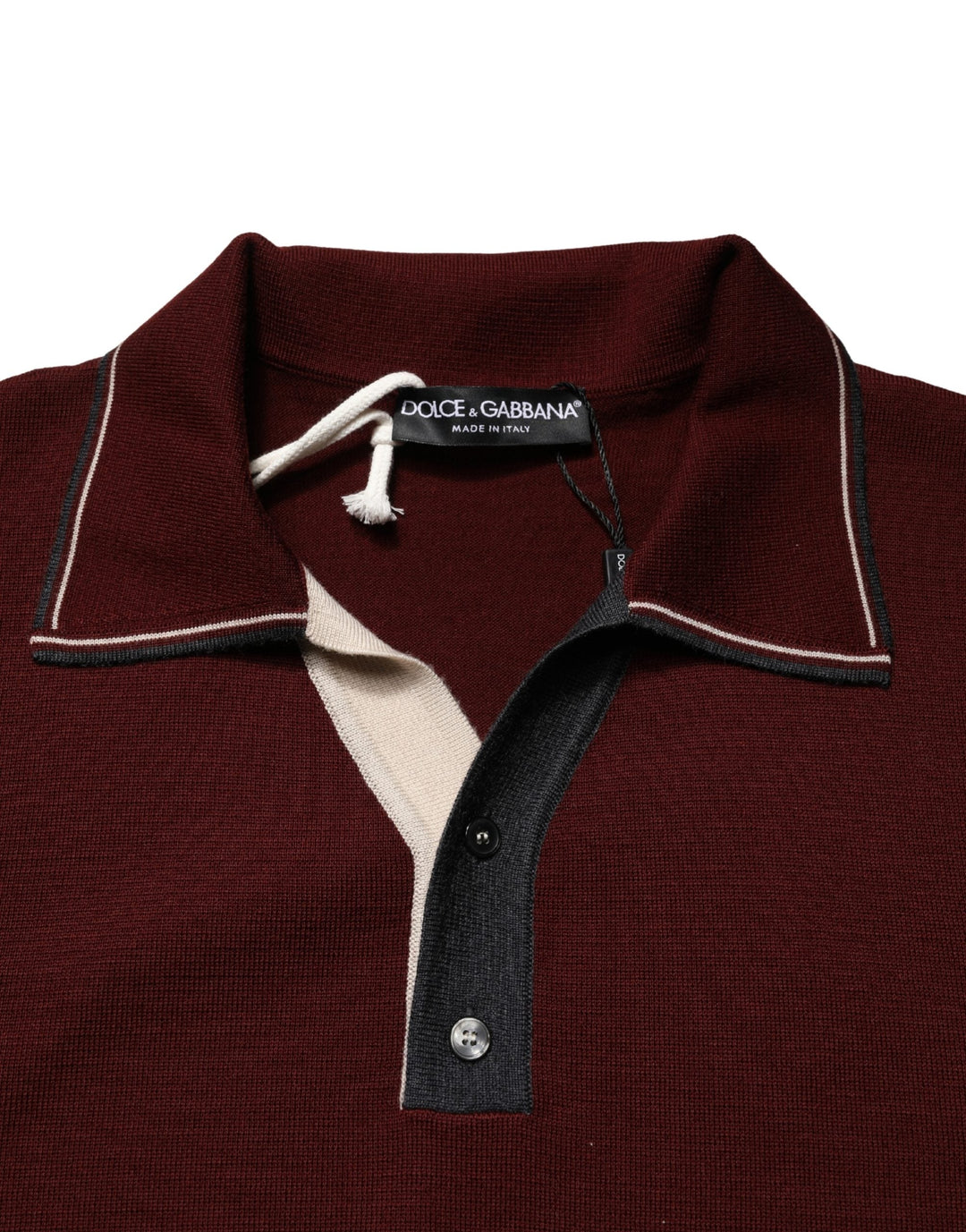 Men’s Dolce &amp; Gabbana Maroon Re-edition Wool Long Sleeves T-shirt