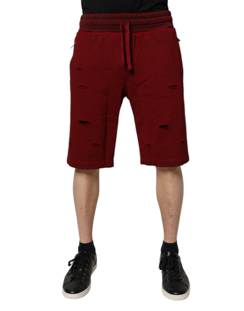 Men’s Dolce & Gabbana Maroon Rip Style Bermuda Sweatshorts Shorts
