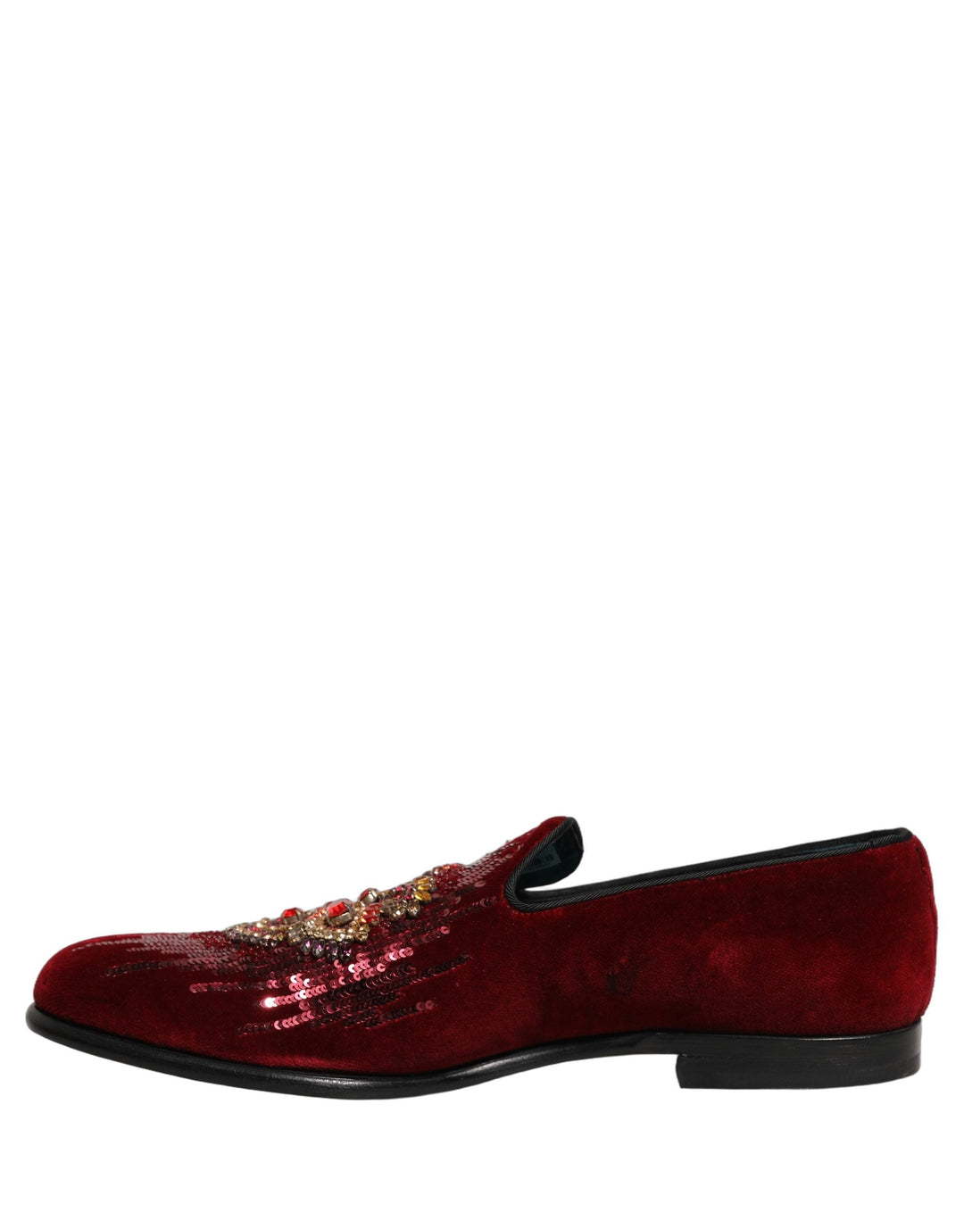 Men’s Dolce &amp; Gabbana Maroon Sequin Gemstone Dress Loafers Shoes