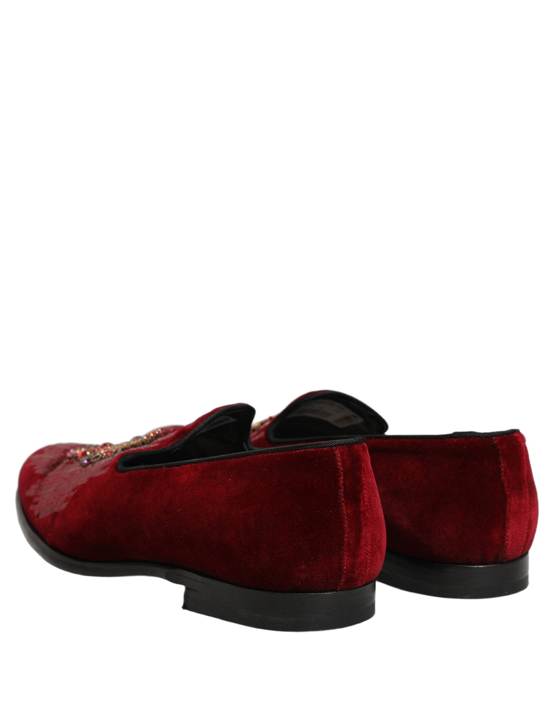 Men’s Dolce &amp; Gabbana Maroon Sequin Gemstone Dress Loafers Shoes