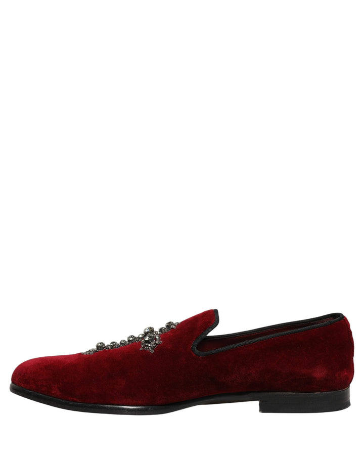 Men’s Dolce &amp; Gabbana Maroon Suede Cross Slip on Dress Loafers Shoes