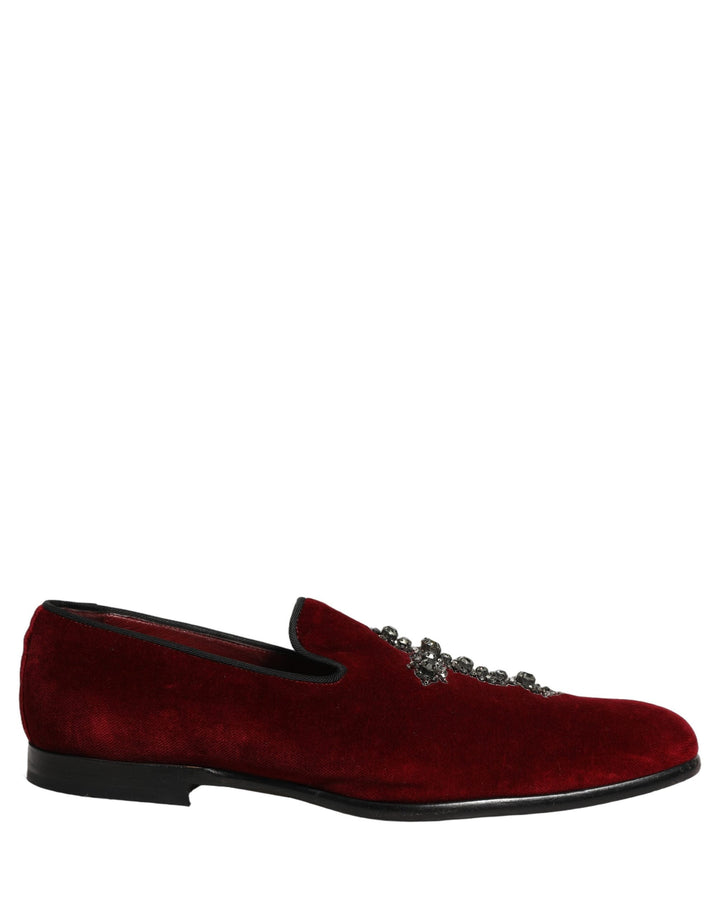 Men’s Dolce &amp; Gabbana Maroon Suede Cross Slip on Dress Loafers Shoes