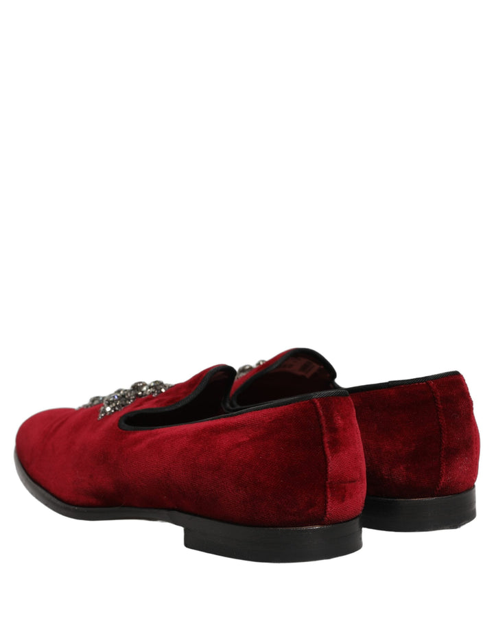 Men’s Dolce &amp; Gabbana Maroon Suede Cross Slip on Dress Loafers Shoes