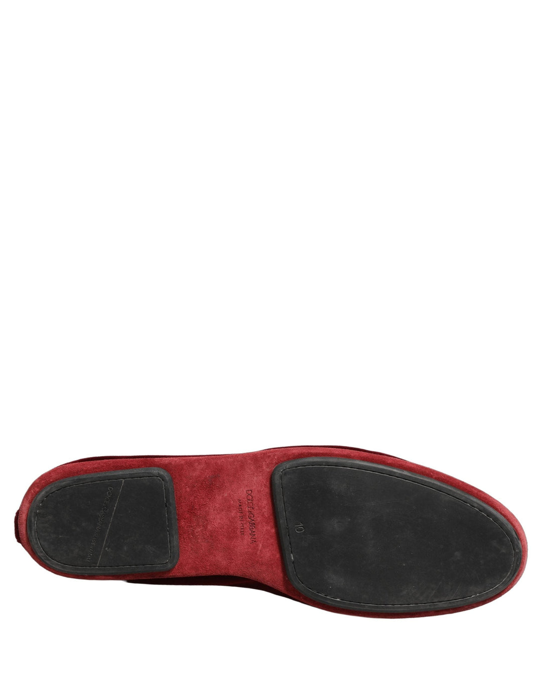 Men’s Dolce &amp; Gabbana Maroon Velvet Crown Embroidery Loafers Shoes