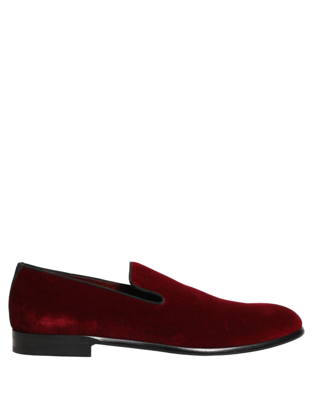 Men’s Dolce &amp; Gabbana Maroon Velvet Slip on Men Dress Loafers Shoes