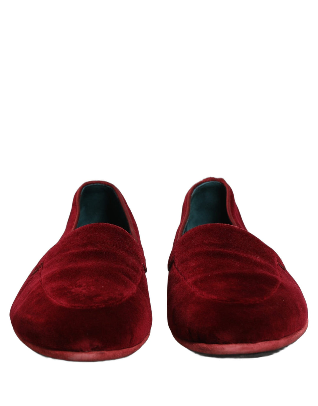 Men’s Dolce &amp; Gabbana Maroon Velvet Slip on Men Flats Loafers Shoes