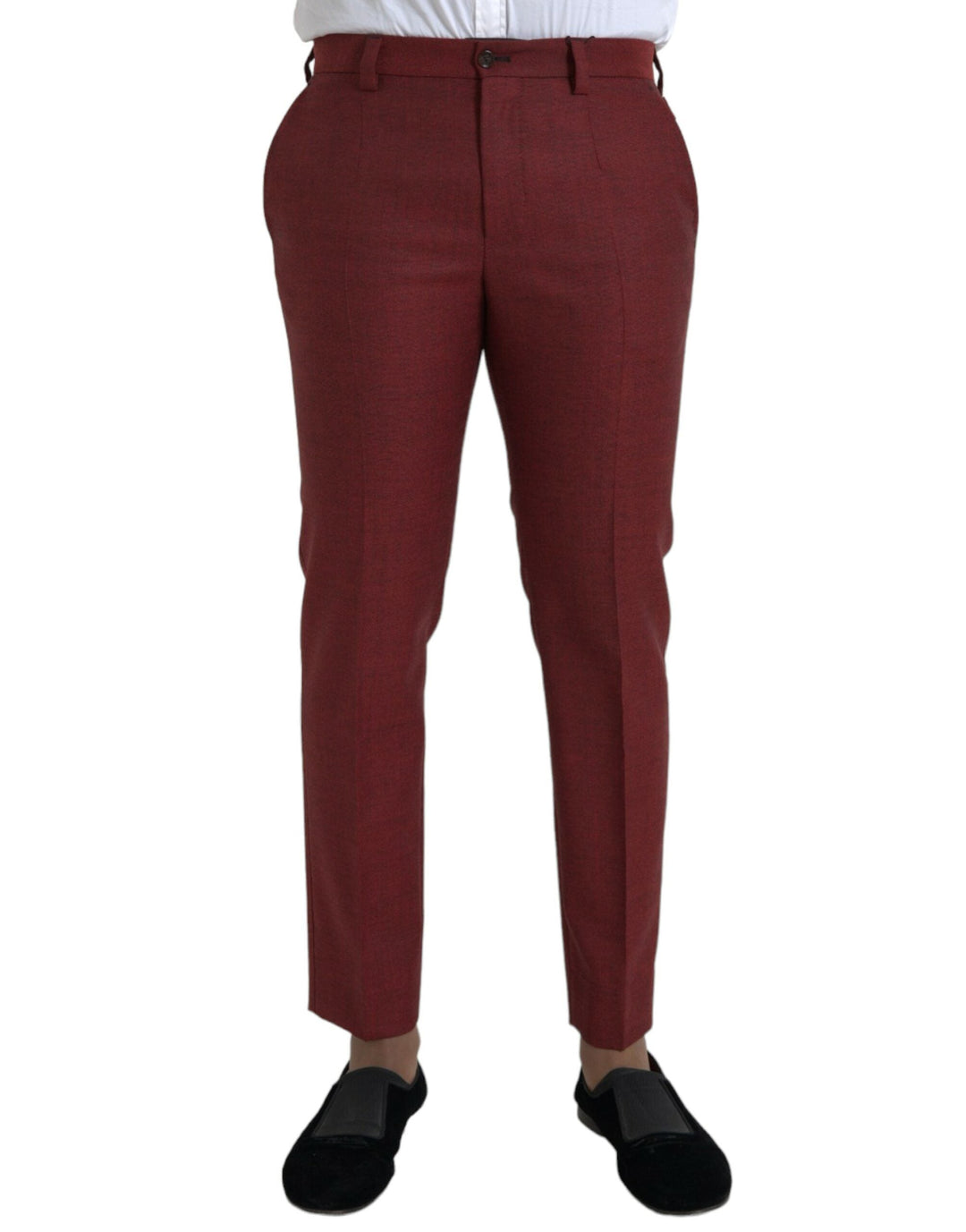 Men’s Dolce & Gabbana Maroon Wool Men Skinny Dress Pants
