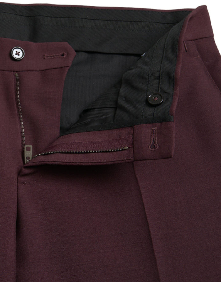 Men’s Dolce &amp; Gabbana Maroon Wool Men Slim Fit Dress Pants