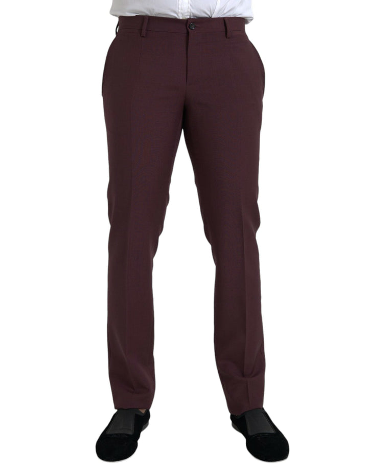 Men’s Dolce &amp; Gabbana Maroon Wool Men Slim Fit Dress Pants