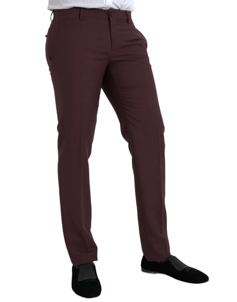 Men’s Dolce & Gabbana Maroon Wool Men Slim Fit Dress Pants
