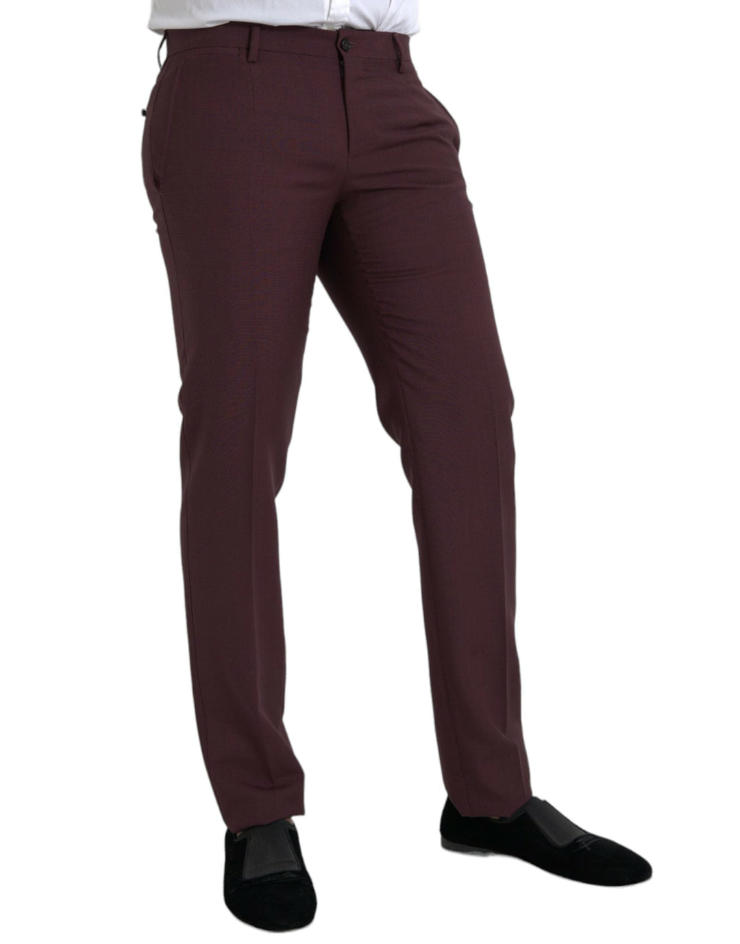 Men’s Dolce &amp; Gabbana Maroon Wool Men Slim Fit Dress Pants