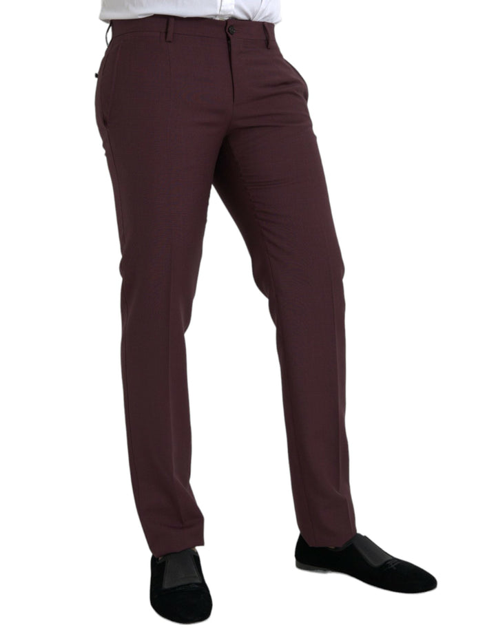Men’s Dolce &amp; Gabbana Maroon Wool Men Slim Fit Dress Pants